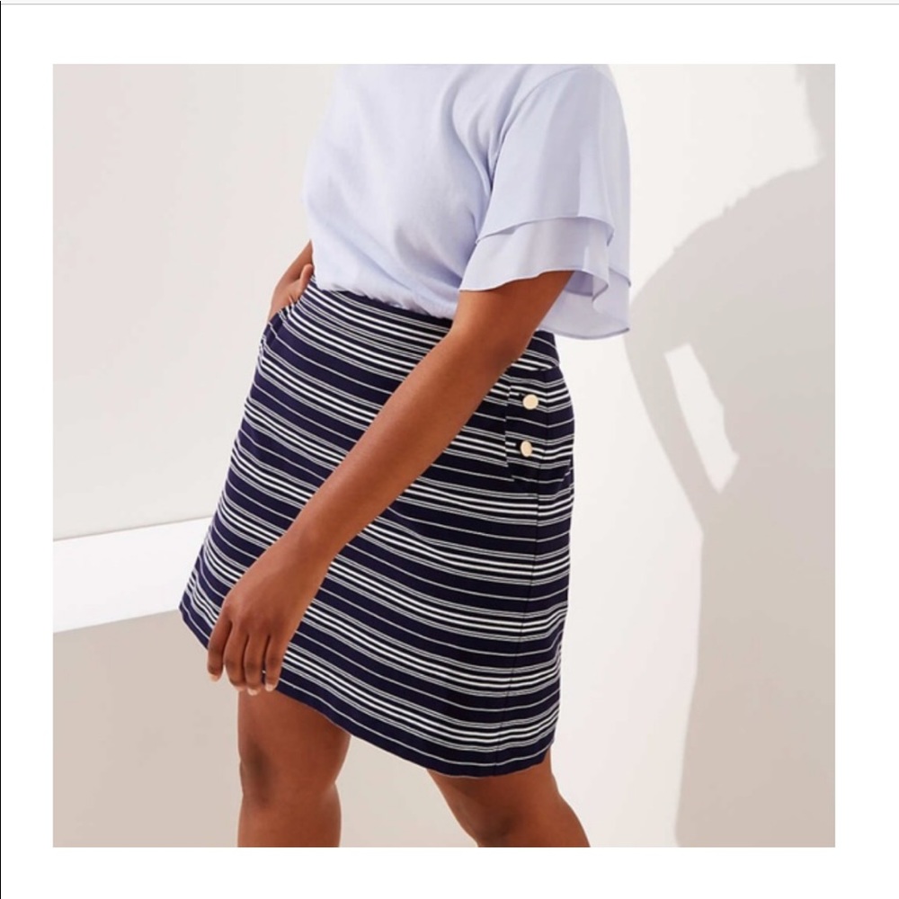 NWT LOFT Plus Striped Sailor Pocket Shift Skirt